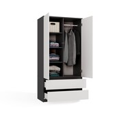 kledingkast  antraciet wit 90 cm