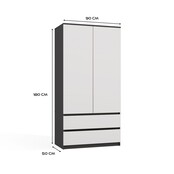 kledingkast  antraciet wit 90 cm