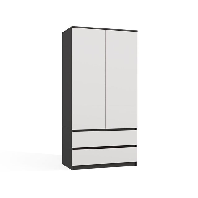 kledingkast  antraciet wit 90 cm