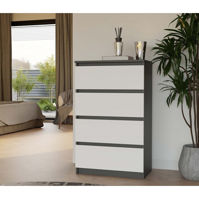 Ladekast M 4 lades antraciet wit 70 cm breed