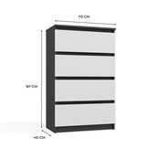 Ladekast M 4 lades antraciet wit 70 cm breed