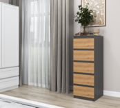 Ladenkastje met 5 lades antraciet eiken W5