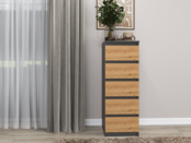 Ladenkastje met 5 lades antraciet eiken W5