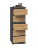 Ladenkastje met 5 lades antraciet eiken W5
