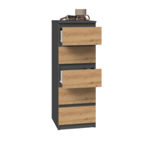 Ladenkastje met 5 lades antraciet eiken W5