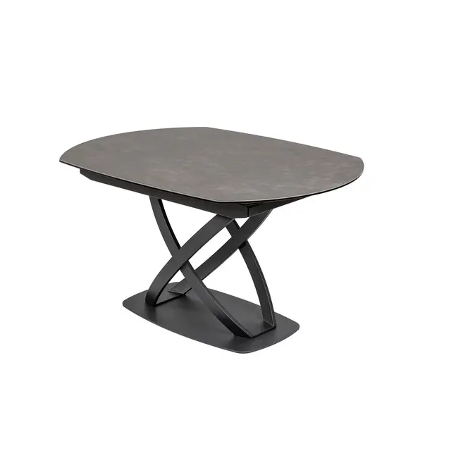 Maxy Shop Uitschuifbare Eetkamertafel - Ovaal Antraciet Keramiek Gehard Glas 130-190cm