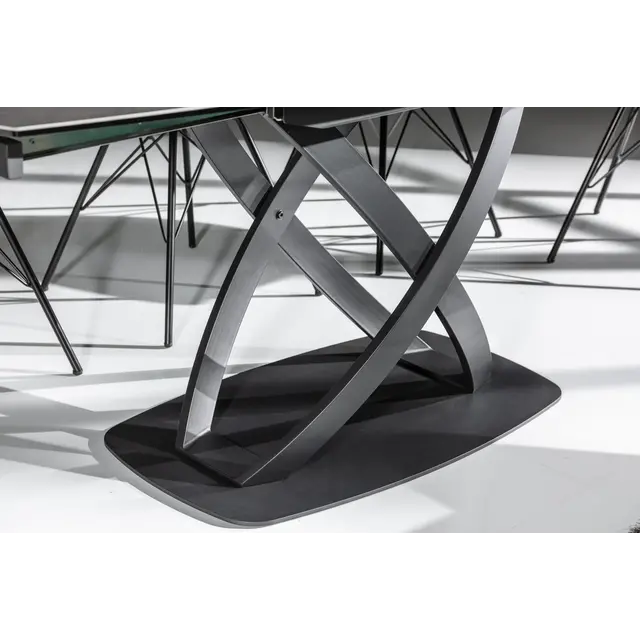 Maxy Shop Uitschuifbare Eetkamertafel - Ovaal Antraciet Keramiek Gehard Glas 130-190cm