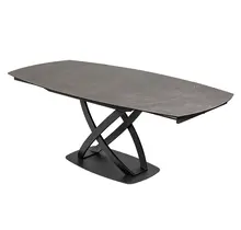 Maxy Shop Uitschuifbare Eetkamertafel - Ovaal Antraciet Keramiek Gehard Glas 130-190cm