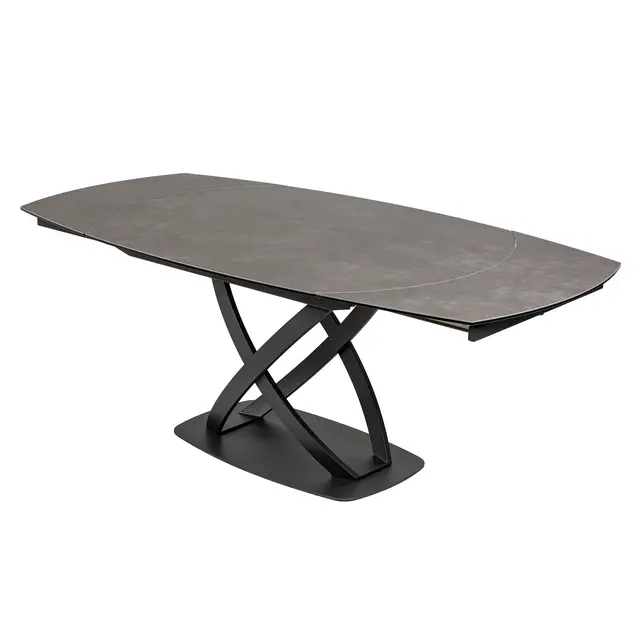 Maxy Shop Uitschuifbare Eetkamertafel - Ovaal Antraciet Keramiek Gehard Glas 130-190cm