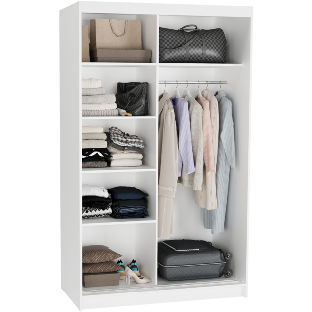 Schuifdeurkast met spiegel wit 120  x 218 x 60 cm