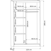 Schuifdeurkast met spiegel wit 120  x 218 x 60 cm