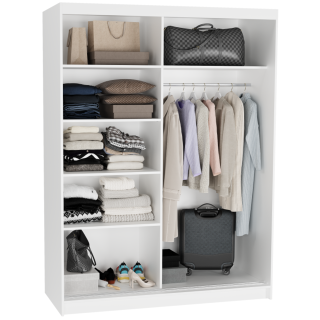 Schuifdeurkast rivano met spiegel wit 150  x 200 x 60 cm