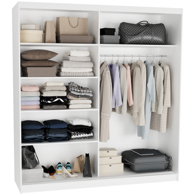 Schuifdeurkast tivaro met spiegel wit 200  x 218 x 60 cm