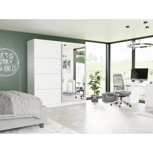 Schuifdeurkast tivaro met spiegel wit 200  x 218 x 60 cm