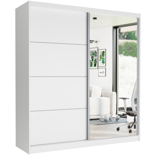 Schuifdeurkast tivaro met spiegel wit 200  x 218 x 60 cm