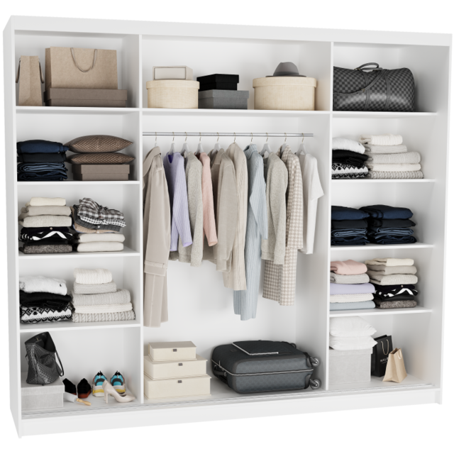 Schuifdeurkast norvio  met spiegel wit 250  x 218 x 60 cm