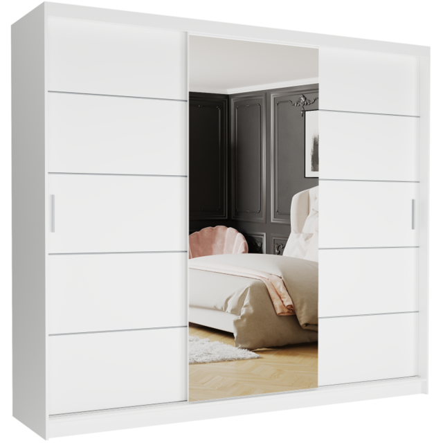 Schuifdeurkast norvio  met spiegel wit 250  x 218 x 60 cm