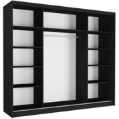 Schuifdeurkast norvio  met spiegel zwart 250  x 218 x 60 cm