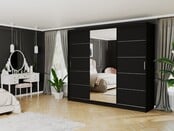 Schuifdeurkast norvio  met spiegel zwart 250  x 218 x 60 cm