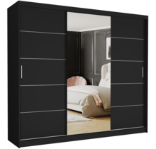 Schuifdeurkast norvio  met spiegel zwart 250  x 218 x 60 cm