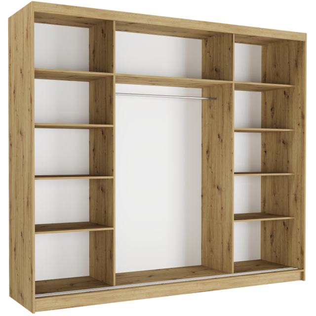 Schuifdeurkast norvio  met spiegel eiken 250  x 218 x 60 cm