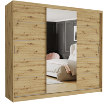 Schuifdeurkast norvio  met spiegel eiken 250  x 218 x 60 cm