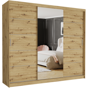 Schuifdeurkast norvio met spiegel eiken 250 breed