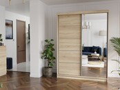 Schuifdeurkast rivano met spiegel licht eiken 150  x 200 x 60 cm