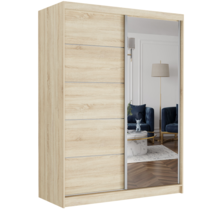 Schuifdeurkast rivano met spiegel licht eiken 150  x 200 x 60 cm