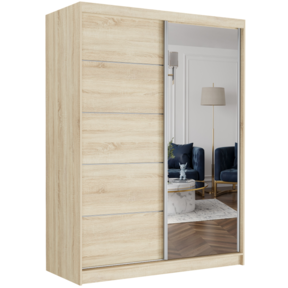 Schuifdeurkast rivano met spiegel licht eiken 150 breed