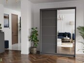 Schuifdeurkast rivano met spiegel grijs 150  x 200 x 60 cm