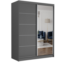 Schuifdeurkast rivano met spiegel grijs 150  x 200 x 60 cm
