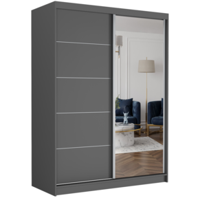 Schuifdeurkast rivano met spiegel grijs 150 breed