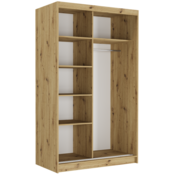 Schuifdeurkast met spiegel eiken 120  x 218 x 60 cm