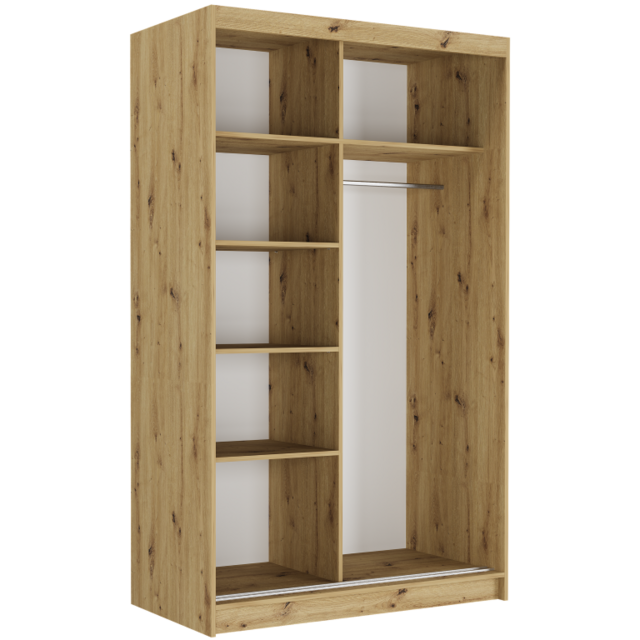 Schuifdeurkast met spiegel eiken 120  x 218 x 60 cm