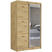 Schuifdeurkast met spiegel eiken 120  x 218 x 60 cm