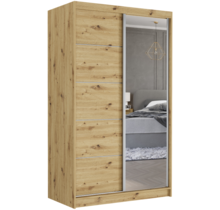 Schuifdeurkast met spiegel eiken 120  x 218 x 60 cm