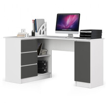 Hoekbureau B20 3 lades wit antraciet
