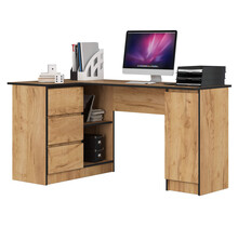 Hoekbureau B20 eiken zwart 3 lades