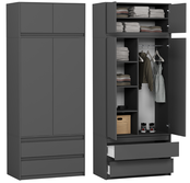 Kledingkast antraciet XL 2 lades