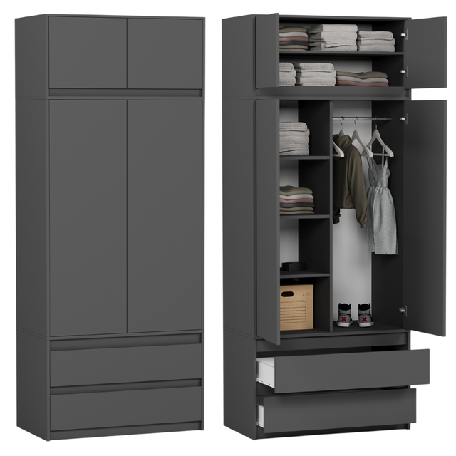 Kledingkast antraciet XL 2 lades
