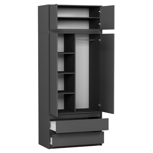 Kledingkast antraciet XL 2 lades