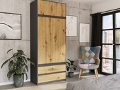 Kledingkast antraciet eiken XL 2 lades