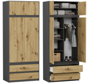 Kledingkast antraciet eiken XL 2 lades