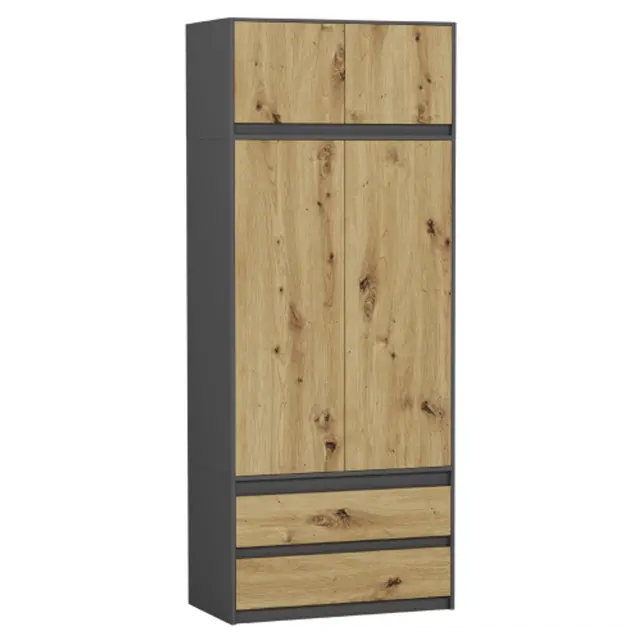 Kledingkast antraciet eiken XL 2 lades