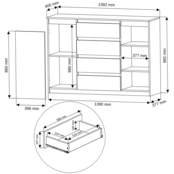 Dressoir - 138 cm 4 lades  antraciet 2D4S  -