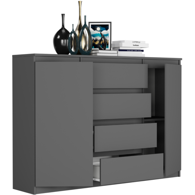 Dressoir - 138 cm 4 lades  antraciet 2D4S  -
