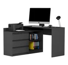 Hoekbureau antraciet met 3  lades