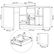 Hoekbureau antraciet links en rechts