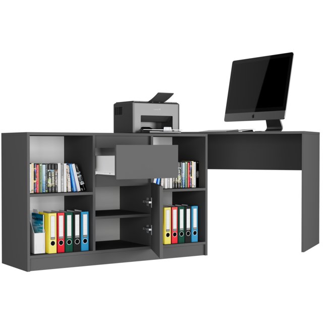 Hoekbureau antraciet links en rechts